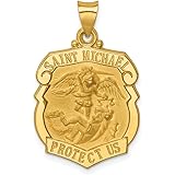14k イエローゴールド 聖ミカエル 警察官バッジペンダント 28x21mm
