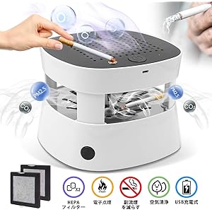 空気清浄機 脱臭機 灰皿 イオン発生器 電子ライター 充電式空気清浄 パーソナル 卓上 スモークレス灰皿 高性能フィルター搭載 電子ライター機能付き 3階段風量切れ USB充電式 USBケーブル付き 日本語説明書付き タバコの煙を吸い取り 家族の健康を守ります