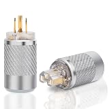 Monosaudio オーディオ用電源プラグ 金メッキ 真鍮 カーボンファイバー製シェル 3ピン 電源コネクタ 15A 250V 自作電源プラグ オーディオ用パワープラグ インレットプラグ IEC320C13コネクター ペアハイエンド オーディオグレード AC電源プラグ オーディオケーブル、オーディオ電源ケーブル、オーディオ用電源コード用（メス-オス）
