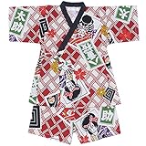 【日本製】【綿100％】歌舞伎柄 甚平スーツ KABUKI KANJI WAGARA レッド◇120cm