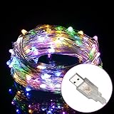 10 M / 33ft 100 LEDストリングライト銅線LED星空ライトwithリモートコントローラ、USB式防水フェアリーライトホーム、パティオ、庭、パーティー、休日
