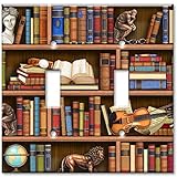 アートプレート® – 特大スイッチプレート – Books inライブラリ マルチカラー 268-D-oversize