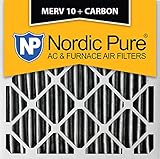Nordic Pure 20 x 20 x 2pm10 C-3プリーツMERV 10 PlusカーボンAC炉フィルタ（3パック）、20 x 20 x 2 "
