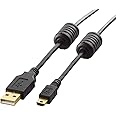エレコム USBケーブル 【miniB】 USB2.0 (USB A オス to miniB オス) フェライトコア付 3m ブラック U2C-MF30BK