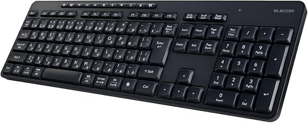 エレコム ワイヤレスキーボード 静音 フルサイズ テンキー付 無線2.4GHz Windows macOS ChromeOS メンブレン式 ブラック TK-QT11FDMABK - 1