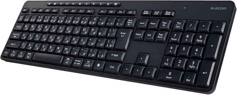 エレコム ワイヤレスキーボード 静音 フルサイズ テンキー付 無線2.4GHz Windows macOS ChromeOS メンブレン式 ブラック TK-QT11FDMABK