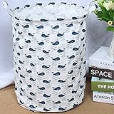 Cotton Fabric Collapsible Laundry Basket Dirty Clothes Hamper for Bedrooms Nursery Closets [並行輸入品]