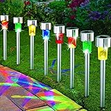 8PACK 4Color Stainless Steel Solar Light Sogrand Solar Paythway Light Solar Stake Light Set [並行輸入品]