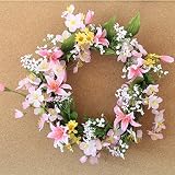 山久 桜と小花のカラフルラフィアで飾ったリース 1301-5043（CT触媒加工）（シルクフラワー）【造花】