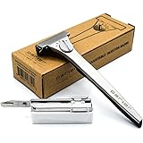 parker インジェクター 剃刀 (一枚刃 仕様/替刃 20枚入り) ダイヤル式で刃の露出を調整が可能 (滑らか/深剃り) ステンレス製 カミソシェービング 髭剃り 男性 メンズ パーカー