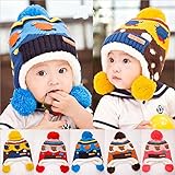 【デザインと色が選べる】ぼんぼん付 ボア ニット帽 ベビー キッズ 秋冬 防寒 《カラフル手袋付》 (Bタイプ, ブラウン) CT58498BW