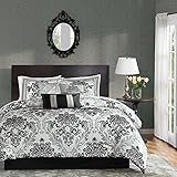 Madison Park 7 PieceブラックandホワイトDamask Floral Medallion寝具掛け布団 California King
