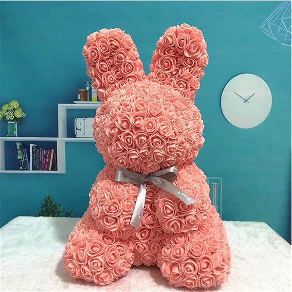 大型 薔薇 ローズ うさぎ ウサギ ラビット テディベア ぬいぐるみ 置物