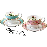 NARUMI(ナルミ) カップ ソーサー セット イングリッシュガーデン 240cc スプーン付 2客セット 41130-33028