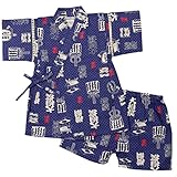 ボーイズ|ベビー|浴衣|甚平[くろわっさんす べべ]ベビー甚平|甚平上下セット|相撲柄|和柄|日本製生地|男の子|男児|ボーイズ 80cm ネイビー