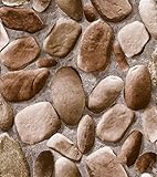 7Buy Modern Minimalist Faux Cobblestone Wallpaper 3D Effect Stone Pattern Vinyl Waterproof Wallcover