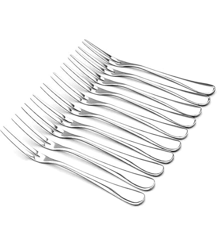 12-Piece Stainless Steel Tea Forks Set - 5.3 Inch Hammered Surface Dessert Forks For Restaurant & Home Use