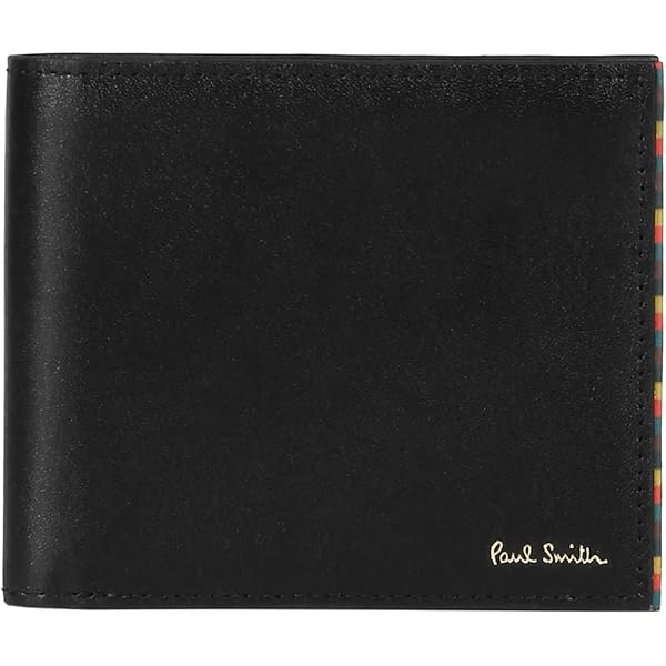 ポールスミス 2つ折り財布 黒×マルチストライプ総柄 新品 本革 レザー Amazon | (ポール・スミス) Paul Smith ストライプポイント2 レザー 二
