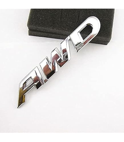 Badge AWD 3D Chromé Pour Hayon De Voiture - Emblème Métallique Autocollant 9,2 Cm - Pour SUV 4x4 Et Tout-terrain (TYPE1)