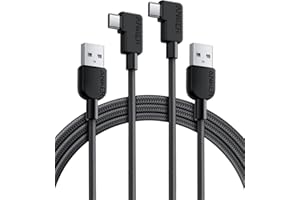 Anker USB-C ＆ USB-A ケーブル (L字, 高耐久ナイロン) 1.8m 15W USB PD対応 iPhone 16 / 15 Galaxy Pixel LG 他対応 (2本 ブラック)