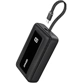 Anker Zolo Power Bank (20000mAh, 45W, Built-In USB-Cケーブル) ブラック | モバイルバッテリー 20000mAh 20K 大容量 最大45W出力 USB-C ケーブル一体型 ディスプレイ搭載【PD