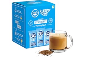 Sleepy Owl French Vanilla Flavour 100% Arabica Coffee Sachets | 60g - Pack of 30 x 2g Instant Coffee Powder Sachets | Travel 