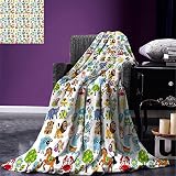 smallbeefly Nursery Throw Blanket 2つMonkeys near theバナナプラントTropical Nature Landscape Vine面白い動物惑星暖かいマ
