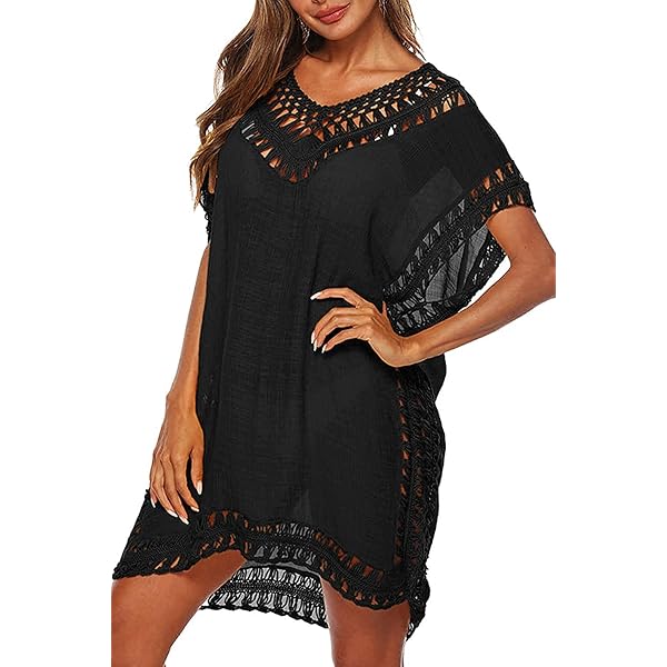 Yincro Women's Chiffon Tassel Swimsuit Cover Up | Beach Coverup Dress – Mix Flower Navy, Sizes XS To 3X