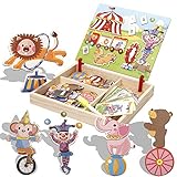 Milkee 磁気多目的両面製図 絵かきボードや立体パズル兼用　 絵かきボードや収納ボックス兼用　パズル磁気ステッカー 　ジグソー パズル 木製ビルディングブロック　 教育玩具 知育玩具 　自由に組み