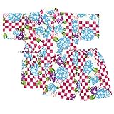 アスナロ（甚平） 甚平 ベビー 女の子 あじさい 和柄 綿100％ 上下セット ウェストゴム80 ローズ