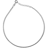 Venetian Box/Twisted Box/Square Link Sterling Silver Anklet/Ankle Bracelet/Ankle Chain - 925 Sterling Silver - Adjustable Lar