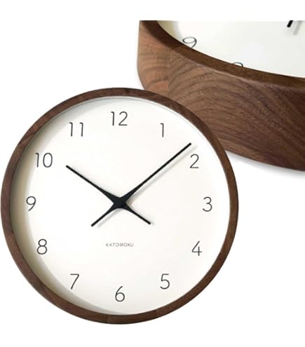 KATOMOKU muku clock 2 ブラウン km-45BRRC 掛け時計 連続秒針