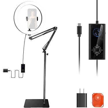 スマホ用　LEDリングライト　ロングスタンド　⑤? Amazon | SupeDesk リングライト付きスマホスタンド led