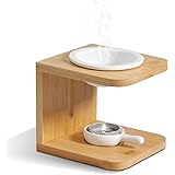 ComSaf アロマポット 陶器 茶香炉 アロマキャンドルホルダー キャンドルバーナー アロマバーナー アロマディフューザー 木製 プレゼント