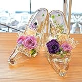 [florence du]プリザーブドフラワー プリンセスハイヒール 2足セット パープル クリアケース付 ガラスの靴 婚約 プロポーズ 結婚祝い 結婚記念日 敬老の日