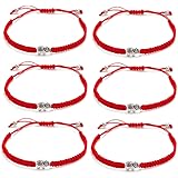 Kelistom 6pcs Red String Evil Eye Charm Bracelets for Women Men Teen Girls Boys Handmade Macrame Braided Kabbalah Bracelet fo