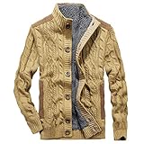 Hilarocky メンズ セーター カーディガン 厚手 ジャケット スタンドカラー ニット フリース 防寒 ハイネック アウトドア 春秋冬