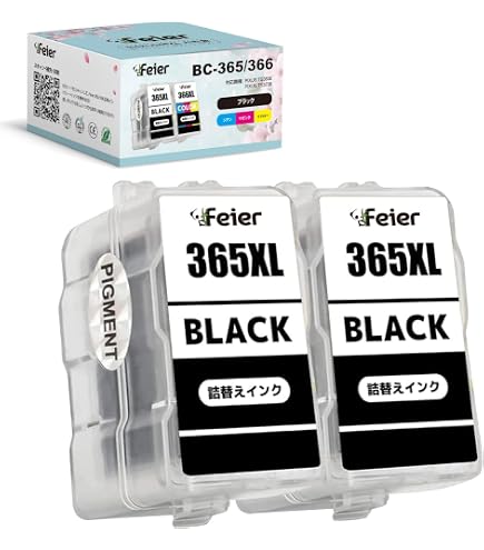 Amazon.co.jp: Feier キャノン BC-365XL(顔料ブラック) BC-366XL(染料