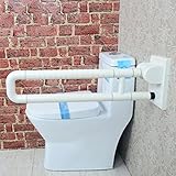 エッジを厚くbarrier-free折りたたみひじ掛けelderly無効手すりトイレトイレバスルームナイロンHandrail ホワイト