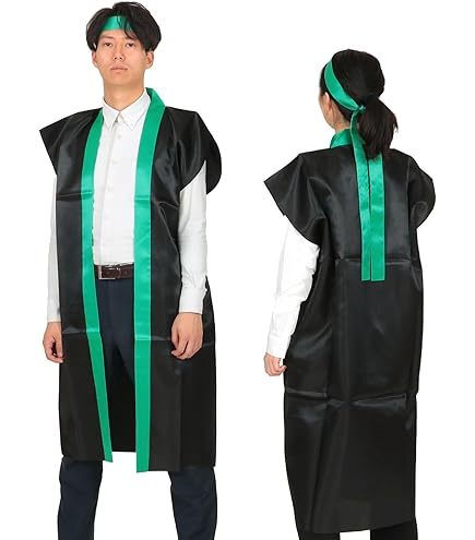 Amazon.co.jp: アーテック サテンロングハッピ黒（襟金）L