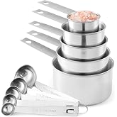 Stainless Steel Measuring Cups and Measuring Spoons 10-Piece Set, 5 Cups and 5 Spoons