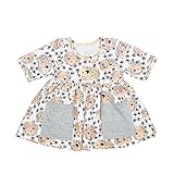 MIOIM ベビー服 子供 ワンピース ドレス 女の子 可愛い ハリネズミ プリント ポケット 長袖 春秋 おしゃれ カジュアル インナーシャツ (90CM)