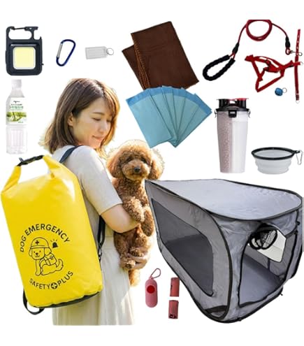 Amazon.co.jp: 犬用防災グッズ 7点セット 迷子札付き 避難セット 非常