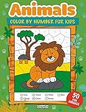 Animals Color by Number for Kids: 50 Animals Including Farm Animals, Jungle Animals, Woodland Animals and Sea Animals (Jumbo Coloring Activity Book for Kids Ages 4-8, Boys and Girls, Fun Early Learning)