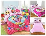 Shopkins Kids 5 Piece Bed in a Bag Full Size Bedding Set - Reversible Comforter, Microfiber Sheets &
