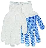 MCR Safety 9650LMB Cotton/Polyester 7 Gauge String Knitted Multi-Purpose Gloves with Blue PVC Blocks