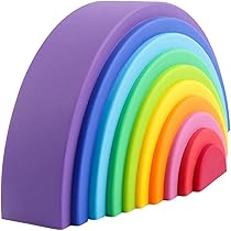 Amazon | 積み木 虹の積み木 10層 シリコン製 虹色トンネル アーチ 