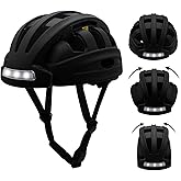 男性用バイク ヘルメット - ヘッドライト付き軽量折りたたみ式自転車用ヘルメット,自転車、スケート、スクーター、ロングボード & インクライン スケート衝撃吸収、高度な保護 & 換気 Rossev