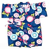 (ファンファン) FUN fun 甚平 ロンパース カバーオール ベビー 子供 金魚 紺 80