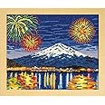 オリムパス ししゅうキット 四季を彩る「日本の名所」河口湖冬花火と富士山 7462(ベージュ)
